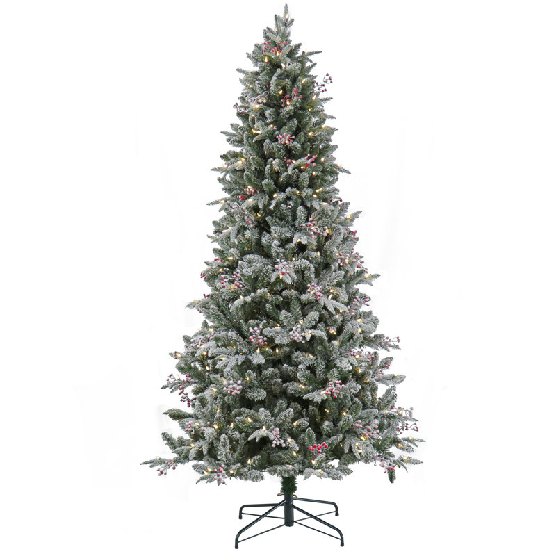 Sapin de Noël givré pré-éclairé, 7.5'