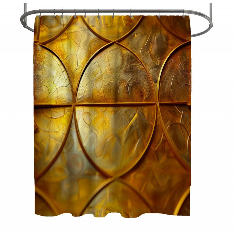 Tilework Surface Bathroom Geometric Shower Curtain, 70" W x 73" L