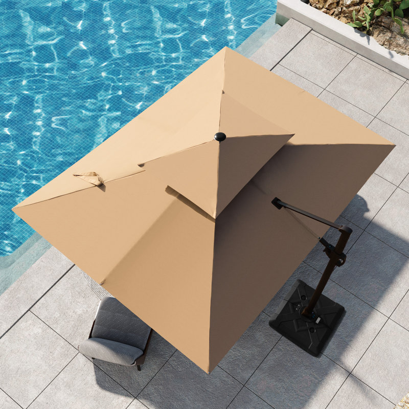 Parasol excentré en porte-à-faux de 141 po x 104 po, base incluse, Tanné