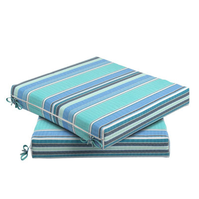 Chair Pad Cushion Set Of 2, 18" X 18" X 2.5", Premium Memory Foam Core With Waterfall Edge, Sunbrella, Patio Cushion For Outdoor Chairs