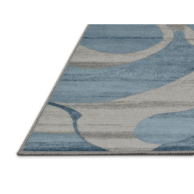 Machine Washable Abstract Gray Area Rug