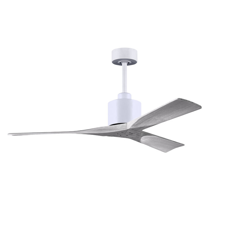 Nan Ceiling Fan In Textured Blades, Matte White, Barn Wood Tone, 52"