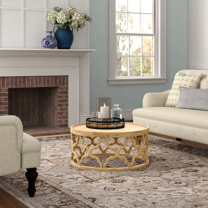 Bloomberg Solid Wood Frame Coffee Table, Beige