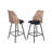 Upholstered Black Rattan Full Back Counter Swivel Bar Stool-2040474677