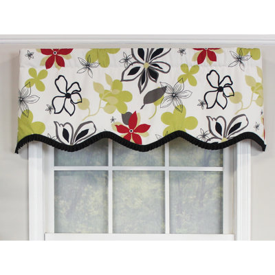 Cotton Blend Floral Scalloped Window Valance