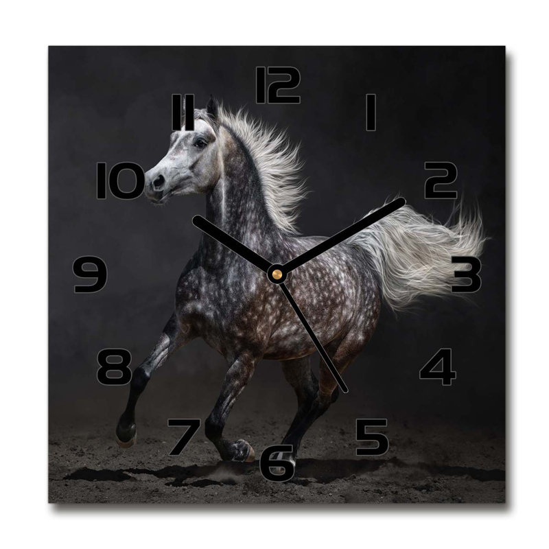 Hile Glass Wall Clock, Black/Grey