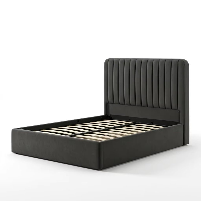 Upholstered Ottoman Storage Bed, Double (4'6), Grey