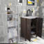 Ensemble de meuble-lavabo moderne brun avec lavabo en résine blanche pour salle de bain