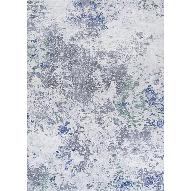 Kellems Abstract Gray/Blue Area Rug, Rectangle 5'3" x 7'6"