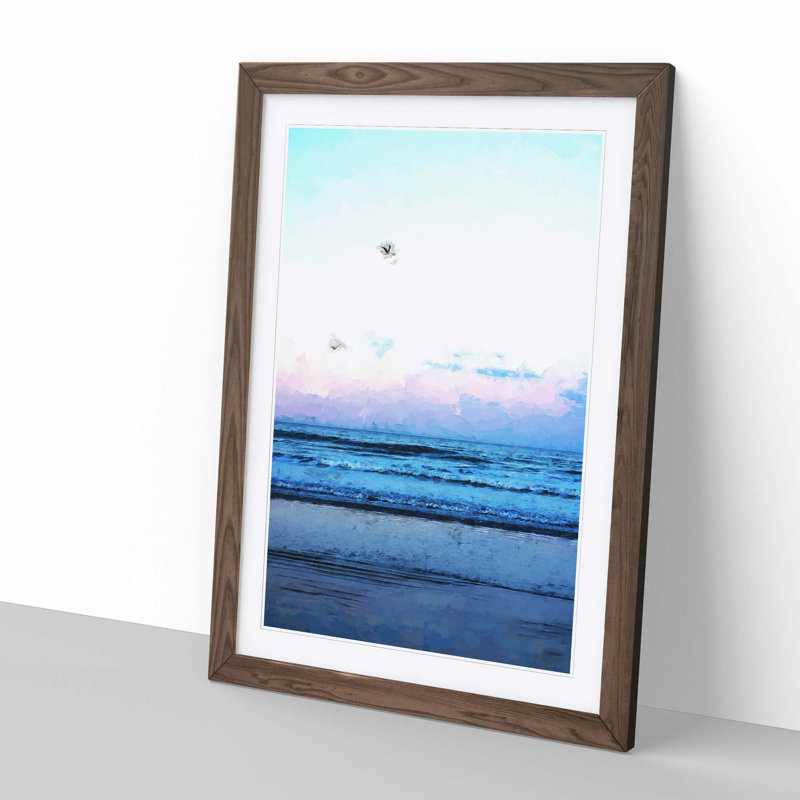 Seagulls Flying High in Abstract - Picture Frame Graphic Art Print, Walnut, 50cm H x 35cm W x 2cm D