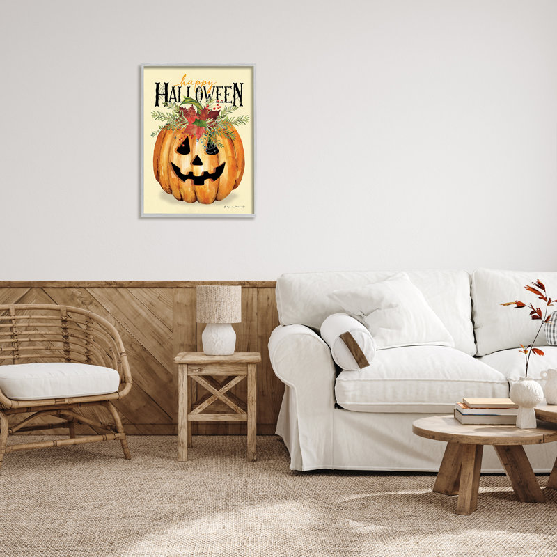 «Happy Halloween Jack-o-Lantern» encadré sur bois par Stephanie Workman Marrott, impression, H 30 po x l 24 po x P 1,5 po