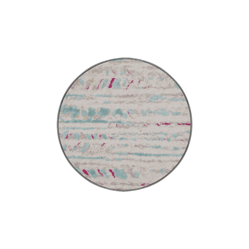 Tapis gris soyeux et moelleux, Rond 7 pi