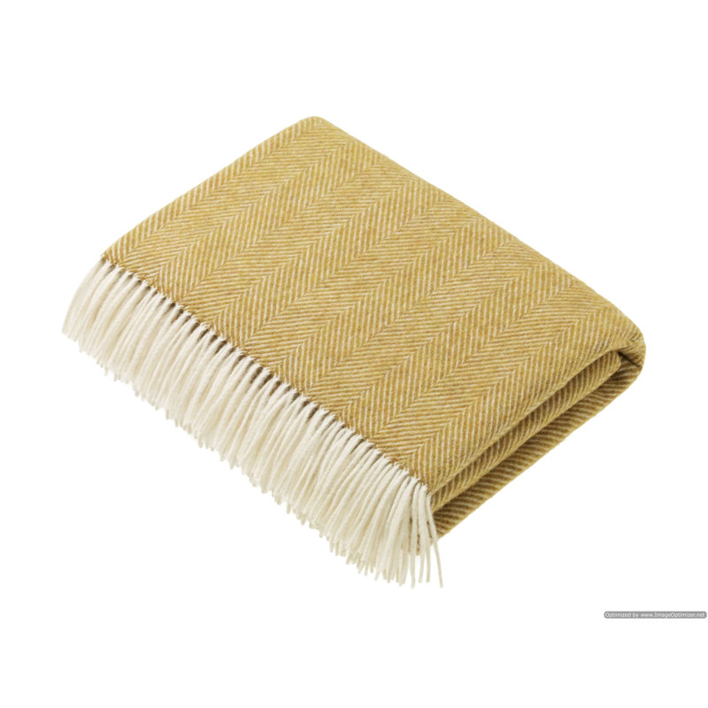 Jeté tissé en laine d'agneau Merino, Or Chevron