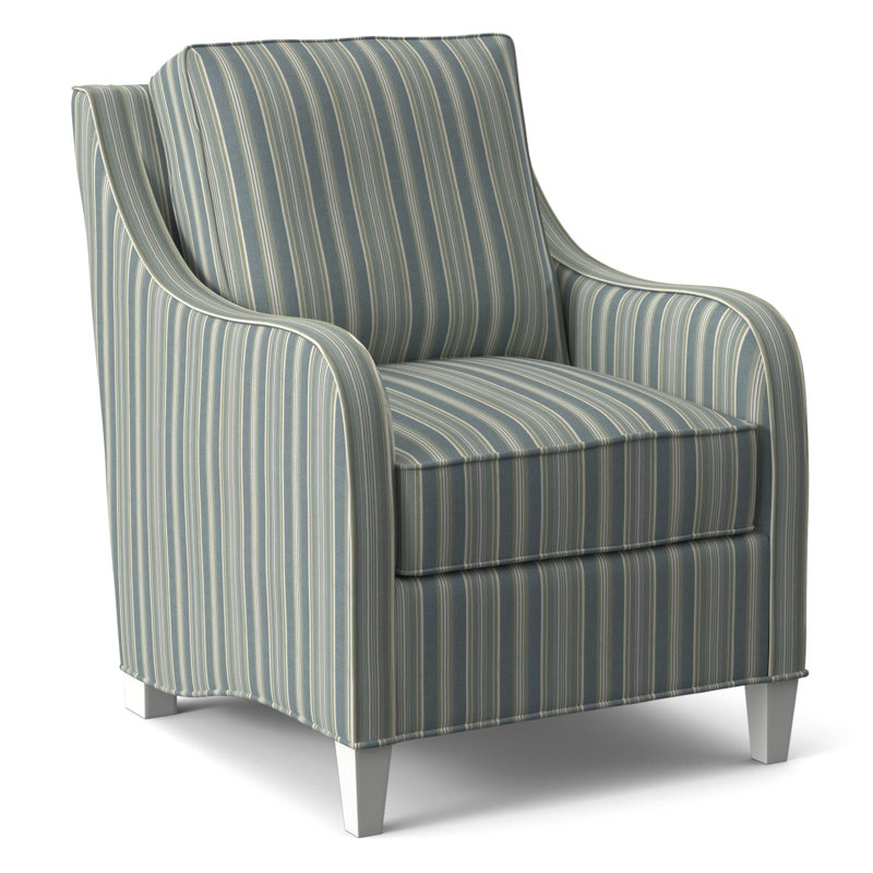 Fauteuil de 29 po de large Koko, Rayures vert et bleu; 0252-54, Finition blanc givré