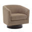 Fauteuil pivotant Frankie en velours côtelé camel avec base en bois massif-932401100