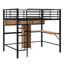 Lit mezzanine avec bureau en L et tablettes