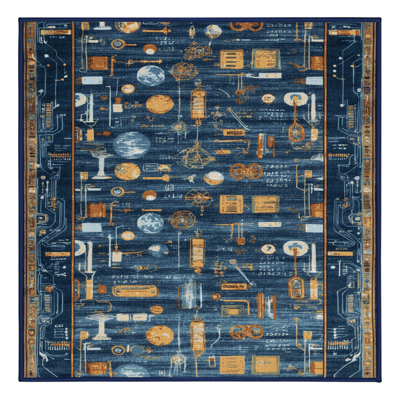 Machine Washable Space Gray Area Rug, Square 5'