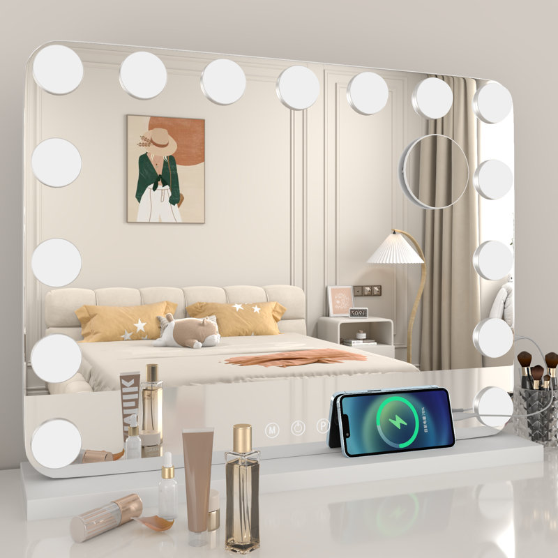Miroir de coiffeuse avec lumières, grand miroir de maquillage lumineux Hollywood, 18 po x 22 po