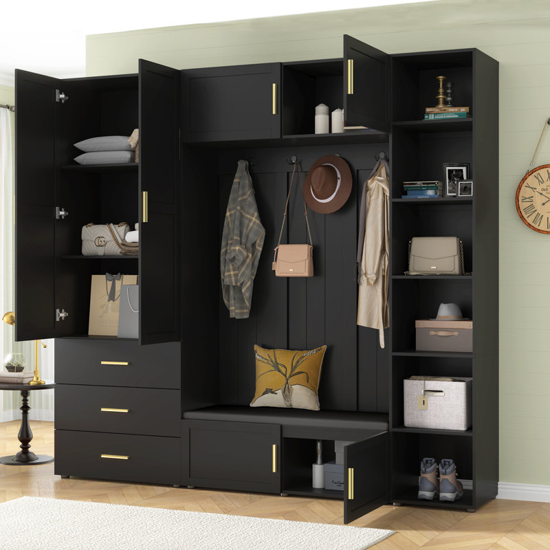 Banc, 91.7 " H x 94.49 " L x 18.5 " D, Black, Does Not Apply, Black