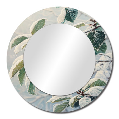 Snowy Leaves In The Forest I - Traditional Accent Wall Mirror - Printed On Metal