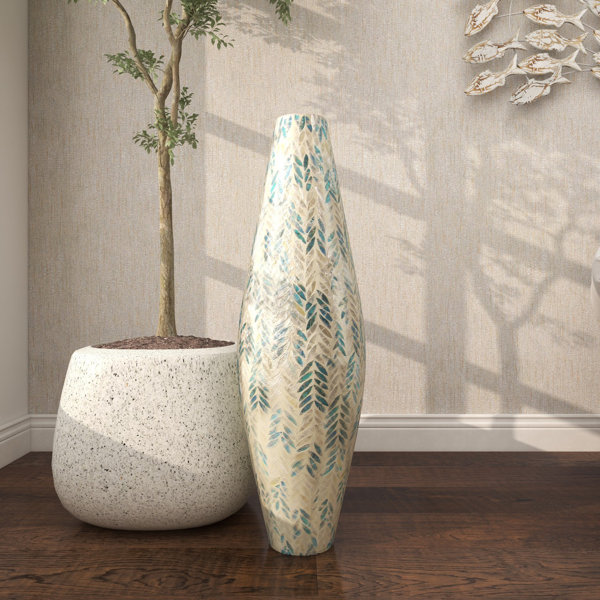 Tall Modern Decorative Floor Vase: Handmade, Natural Bamboo Finish