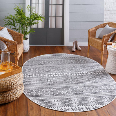 Tapis noir et blanc de style Sud-Ouest pour l'intérieur et l'extérieur Laruth
