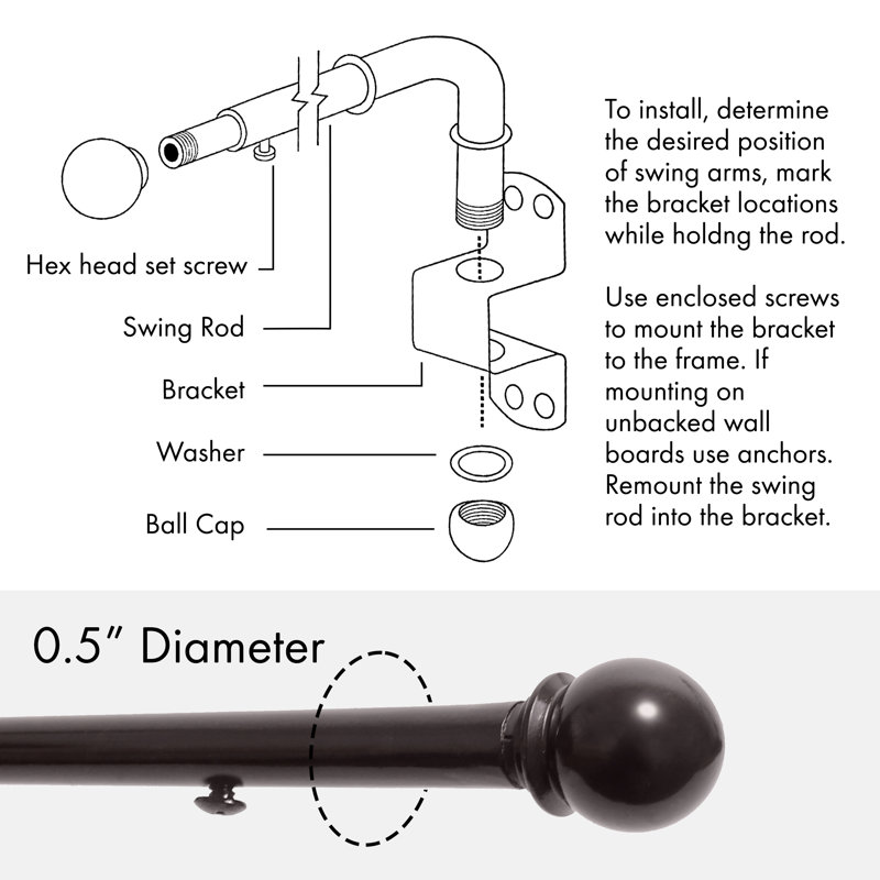 Latoshia Adjustable Single Curtain Rod, Oil Rubbed Bronze