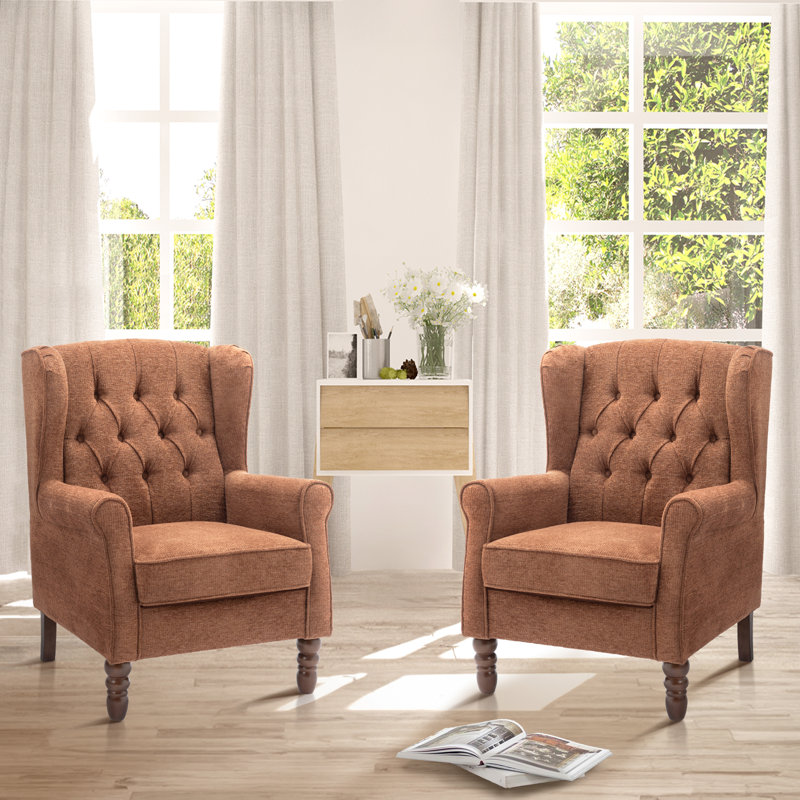 Angiolino Upholstered Armchair, Coral Polyester Blend