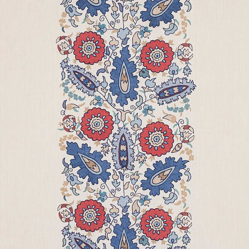 Tissu de broderie Anatolia, Bleu/rouge