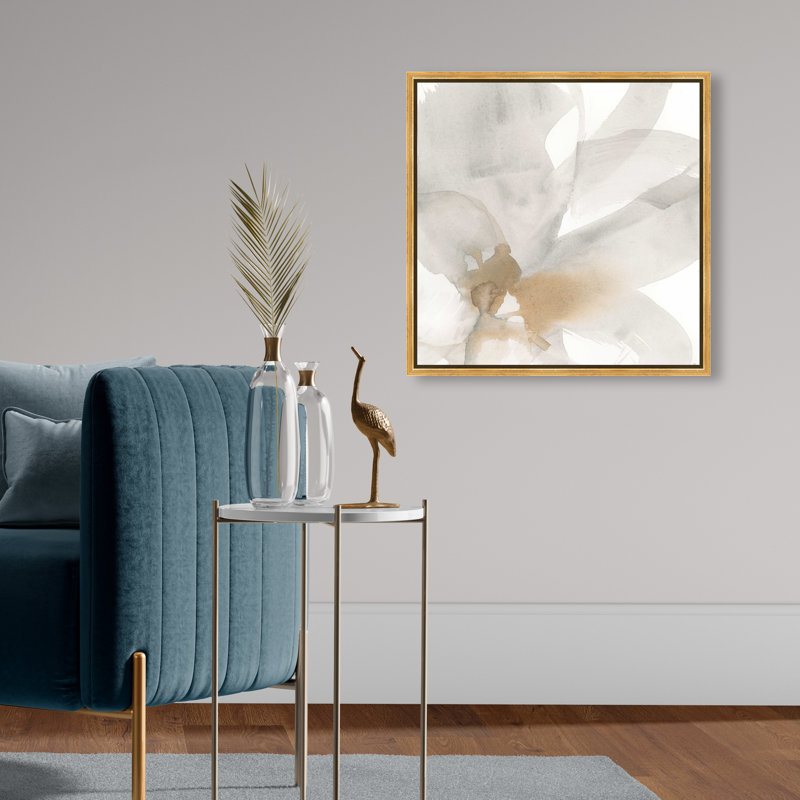 Neutral Flow I Canvas Abstract Print by Oliver Gal, Black Frame, 12 x 12, 21"H x 21"W, Gold Frame