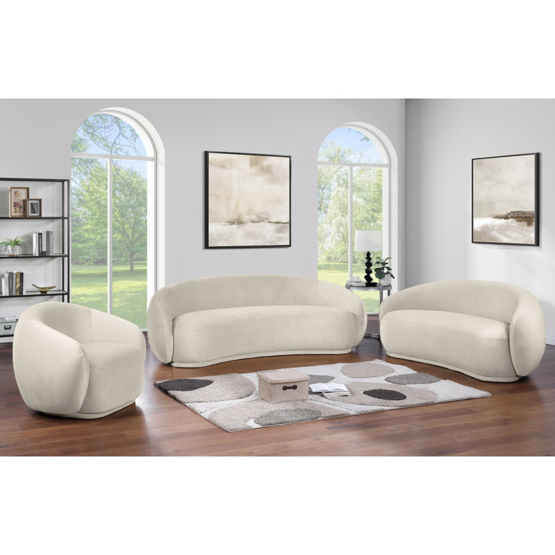 Chaise en velours Emery, Velours crème