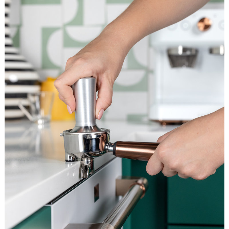 Matte White Semi-Automatic Espresso Machine with Grinder and Steam Wand