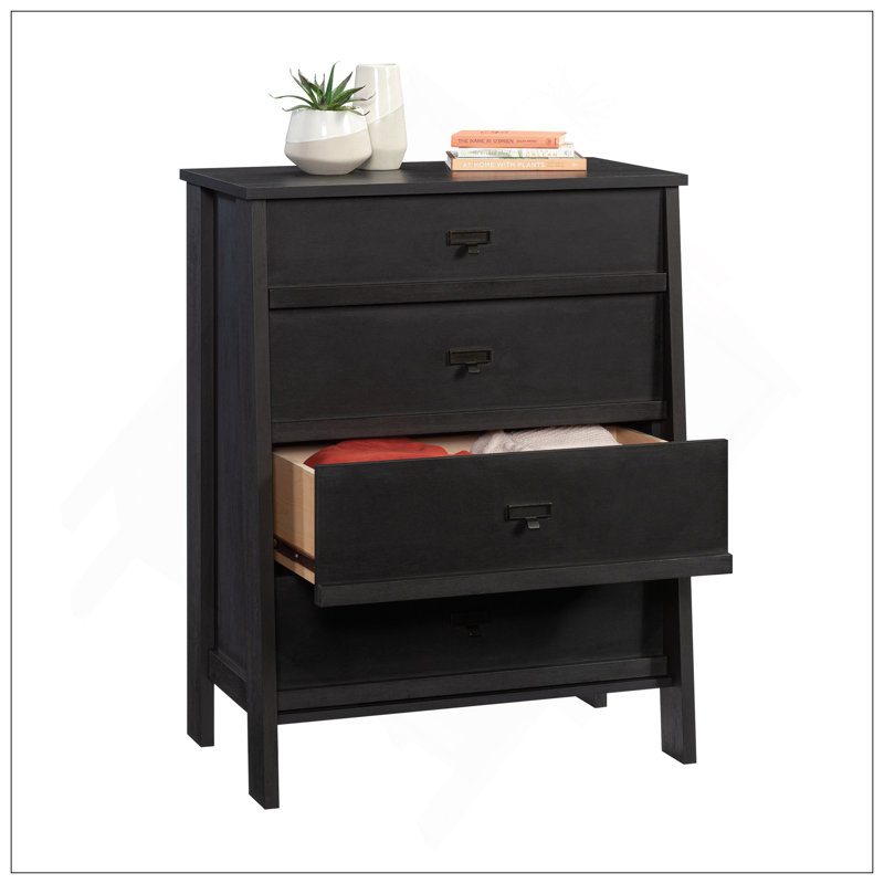 Commode 4 tiroirs, finition noire