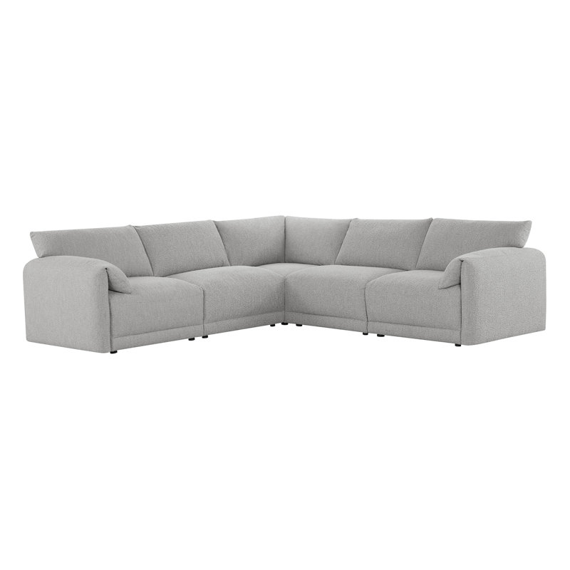 115'' Boucle 5 - Piece Modular Sectional, Gray Boucle 