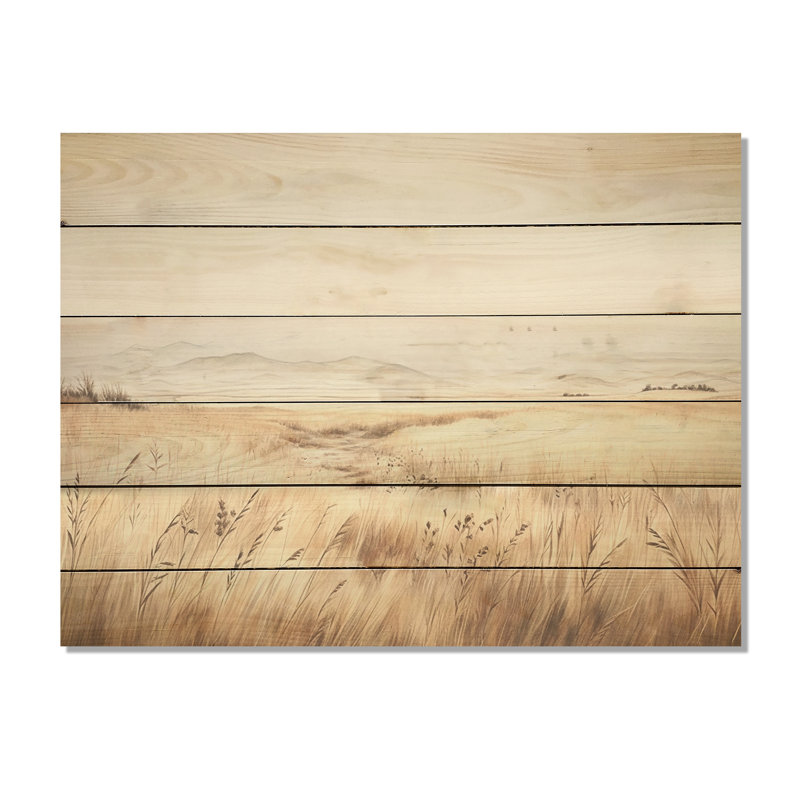 Prairie Peacefulness Meadows I - prairies, art sur bois de pin naturel, H 10 po x l 20 po