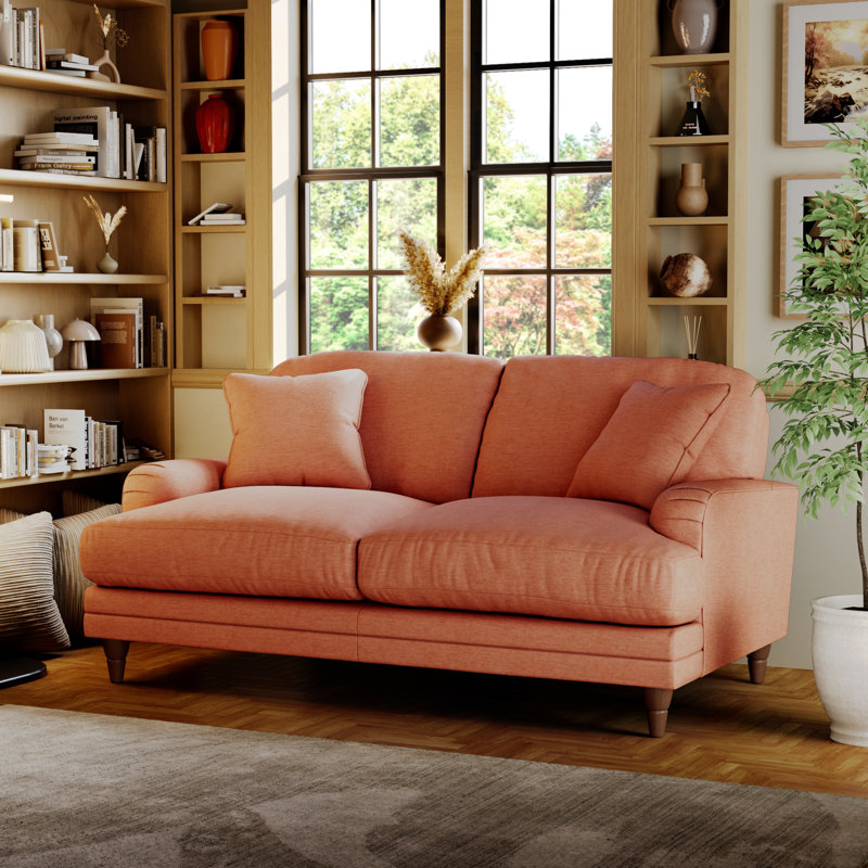 Adaku 2 Seater Sofa, Burnished Beech, Salmon