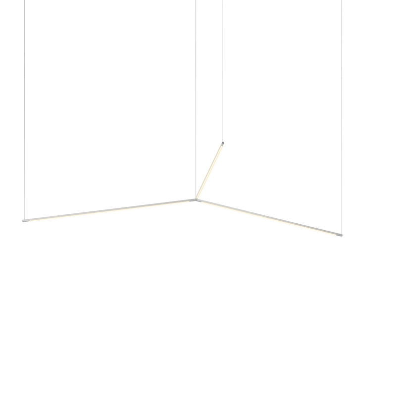 Luminaire suspendu géométrique à 1 lumière DEL unique, Argent, H 121,8 po x l 52 po x P 0,5 po