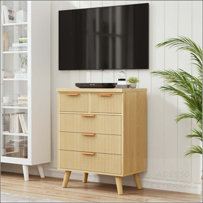 Commode cannelée à 5 tiroirs - Rangement compact haut