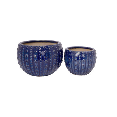 Ceramic Planter Set Of Two Falling Blue