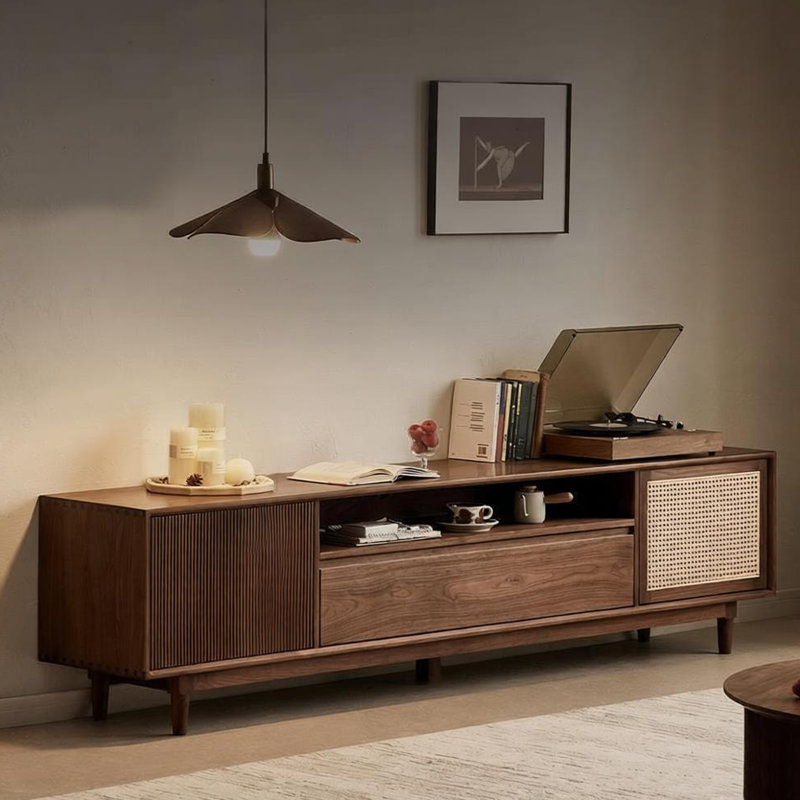 Meuble télé moderne et minimaliste avec rangement, H 21,26 po x L 78,74 po x l 15,75 po