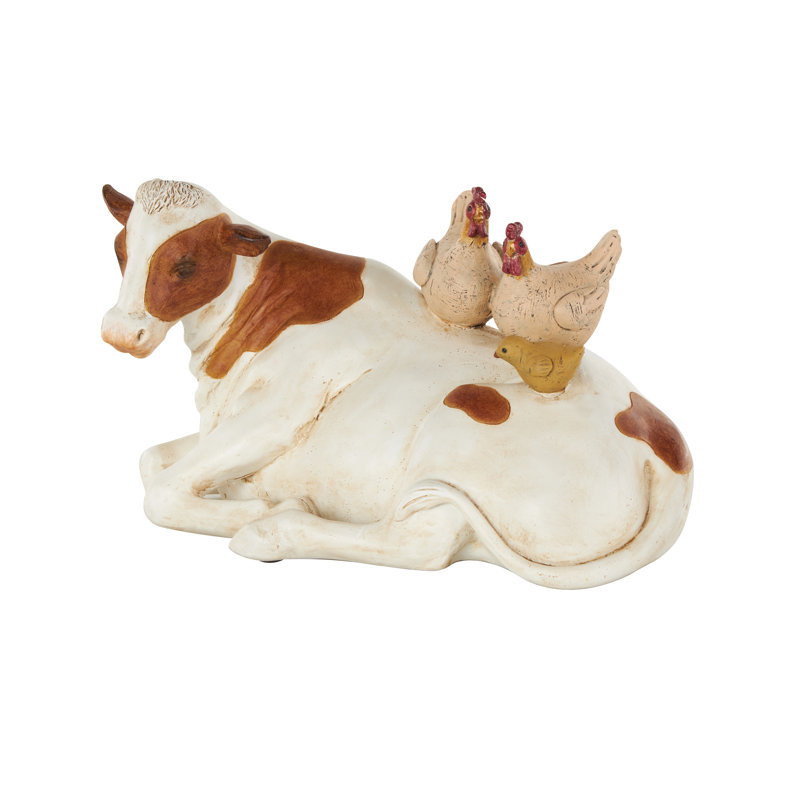 Sculpture Cole and Gray Polystone Sleeping Cow