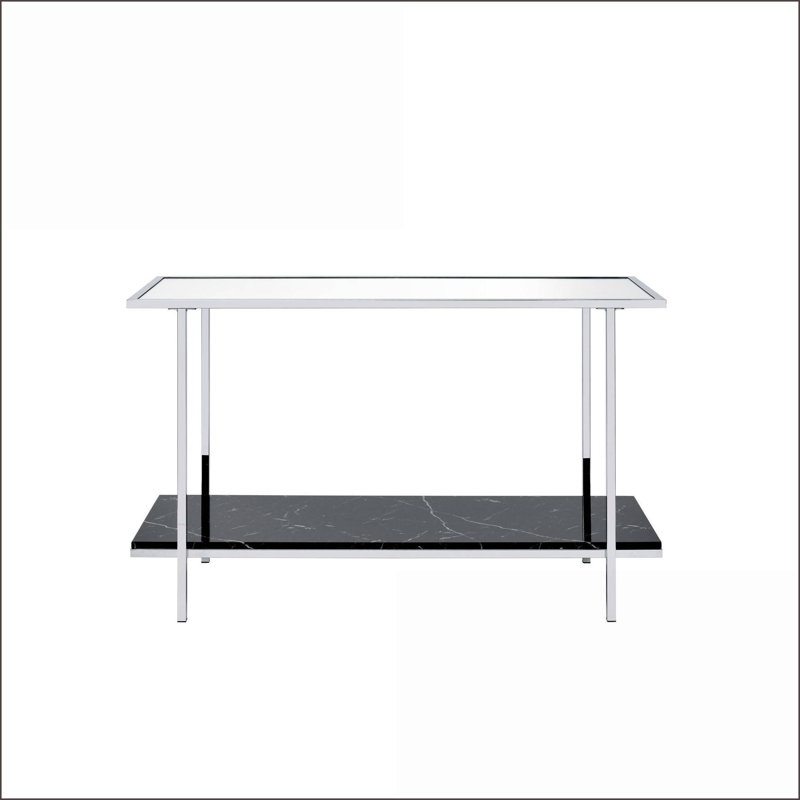 Console moderne en faux marbre avec cadre chromé — Illumine le vestibule et amp; Offre un rangement élégant
