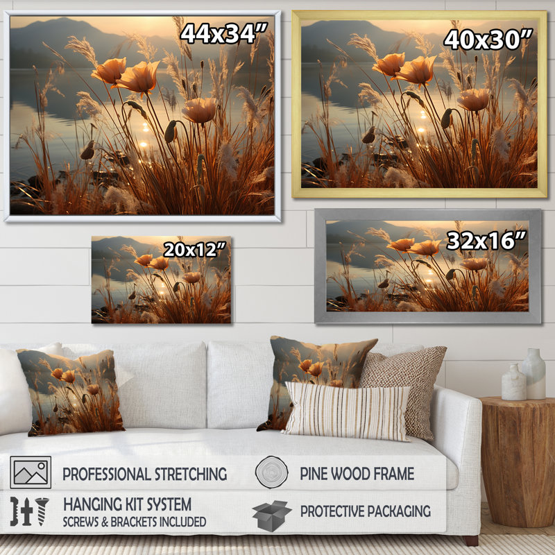 «Sunset Wildflower Serenade - Wildflowers», reproduction sur toile, H 12 po x l 20 po x P 1 po, Toile tendue