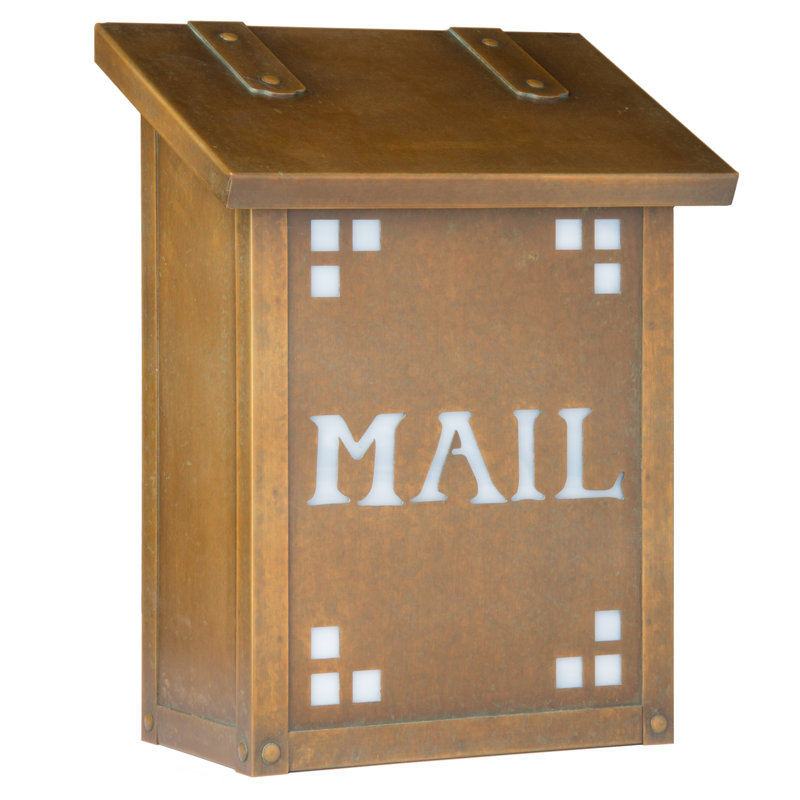 Pasadena Brass Wall Mounted Mailbox, Wispy White, Warm Brass