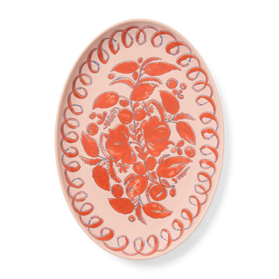 Plateau de service ovale herman - rose - 15,7 po x 11 po