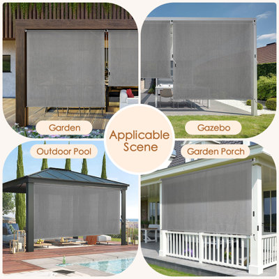  Outdoor Sunshade Roller Shades 4' W x 6' H, Cordless Roll Up Shade Blinds Privacy Screen with 90% UV Protection, Exterior Patio Shade Cloth for Porch Pergola Balcony Backyard Windows, Dark grey