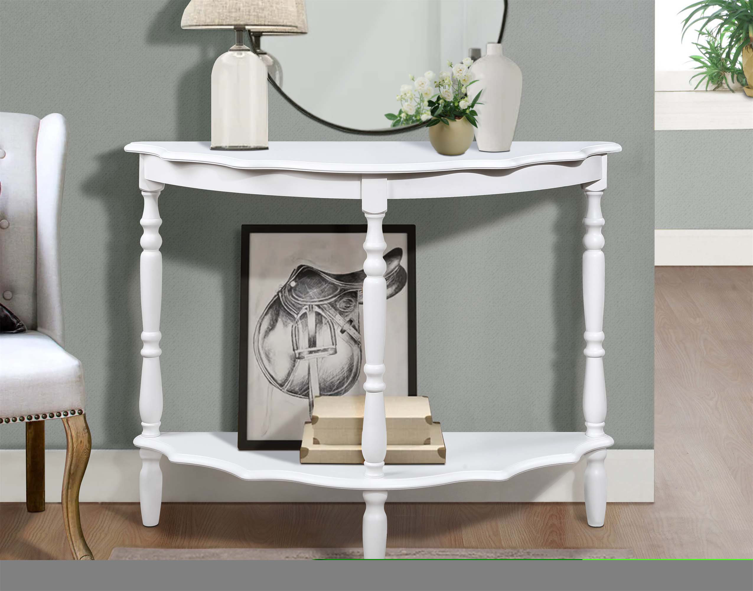 Canora Grey Retro Circular Curved HalfMoon Console Table With Cloud