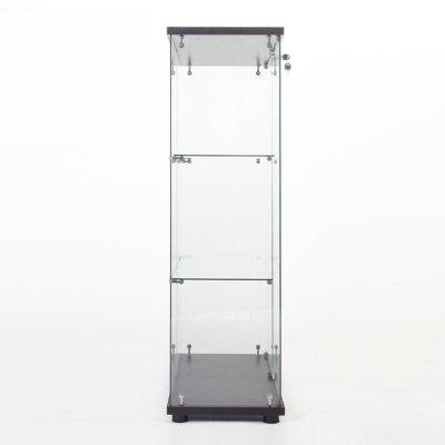 Nehemas 2 Door Glass Cabinet Glass Display Cabinet with 3 Shelves China Cabinet Curio Cabinet by Latitude Run
