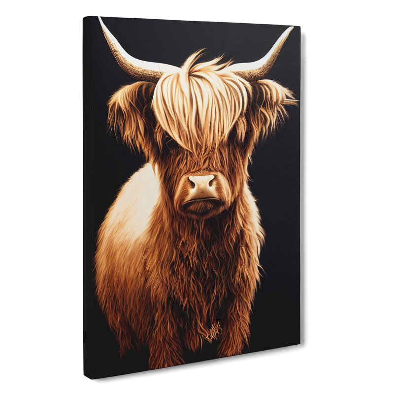 A Splendid Highland Cow - Print, Wrapped Canvas, 50cm H x 35cm W x 3cm D, No Matte