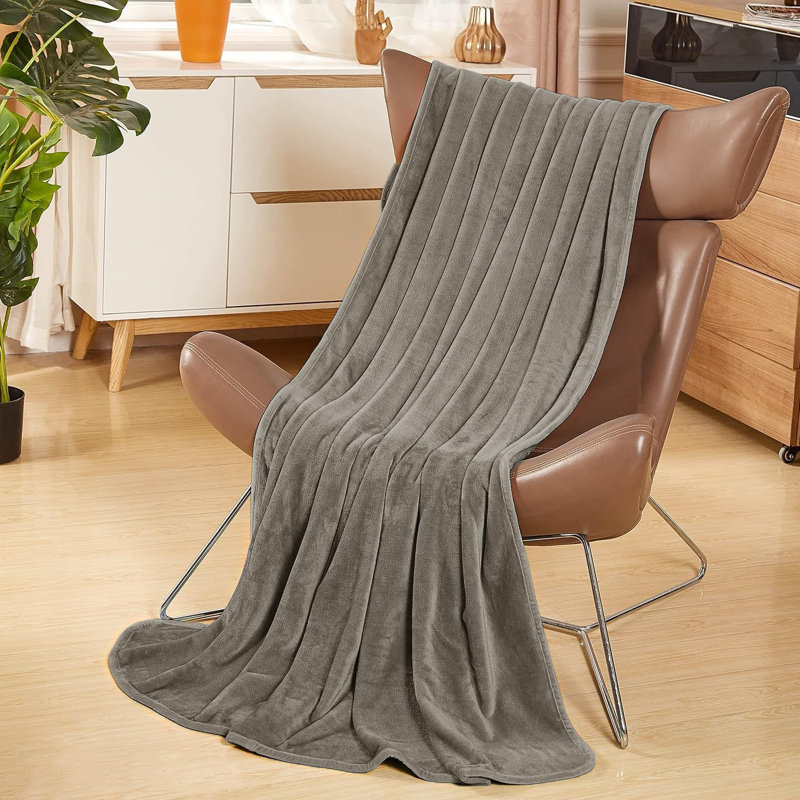 Abiram Plain Weave / Muslin Throw Blanket, 240cm x 200cm, Mink